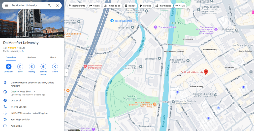 การเดินทางจาก DMU เพียง 1 ชั่วโมง โดยรถไฟจากลอนดอน