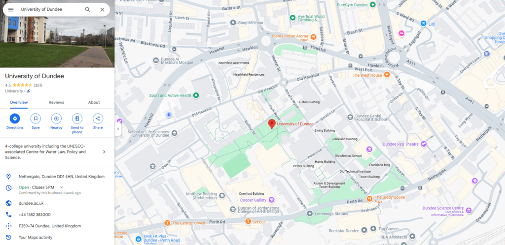 นั่งรถไฟ 1 ชั่วโมงจากสนามบิน Edinburgh ไปยัง University of Dandee