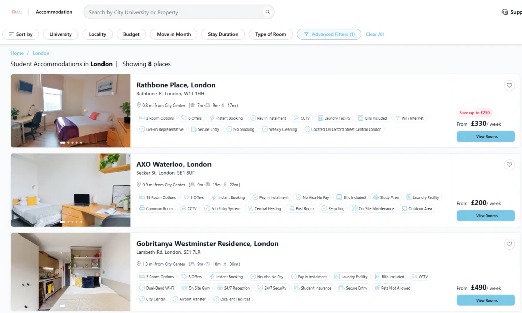 การเลือกที่พักสำหรับนักเรียนไทยในอังกฤษต้องพิจารณาจากหลายปัจจัย ซึ่งพี่ๆ GoUni จะช่วยหาตัวเลือกที่ใช้ให้กับน้องๆ ค่ะ